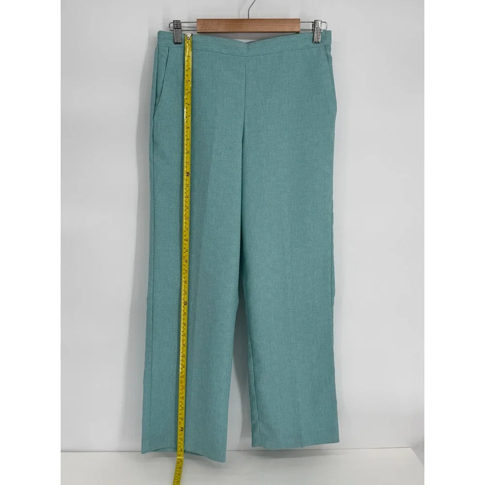 Alfred Dunner Womens Sz 10 Seafoam Green Textured Pull On Straight Leg Pants